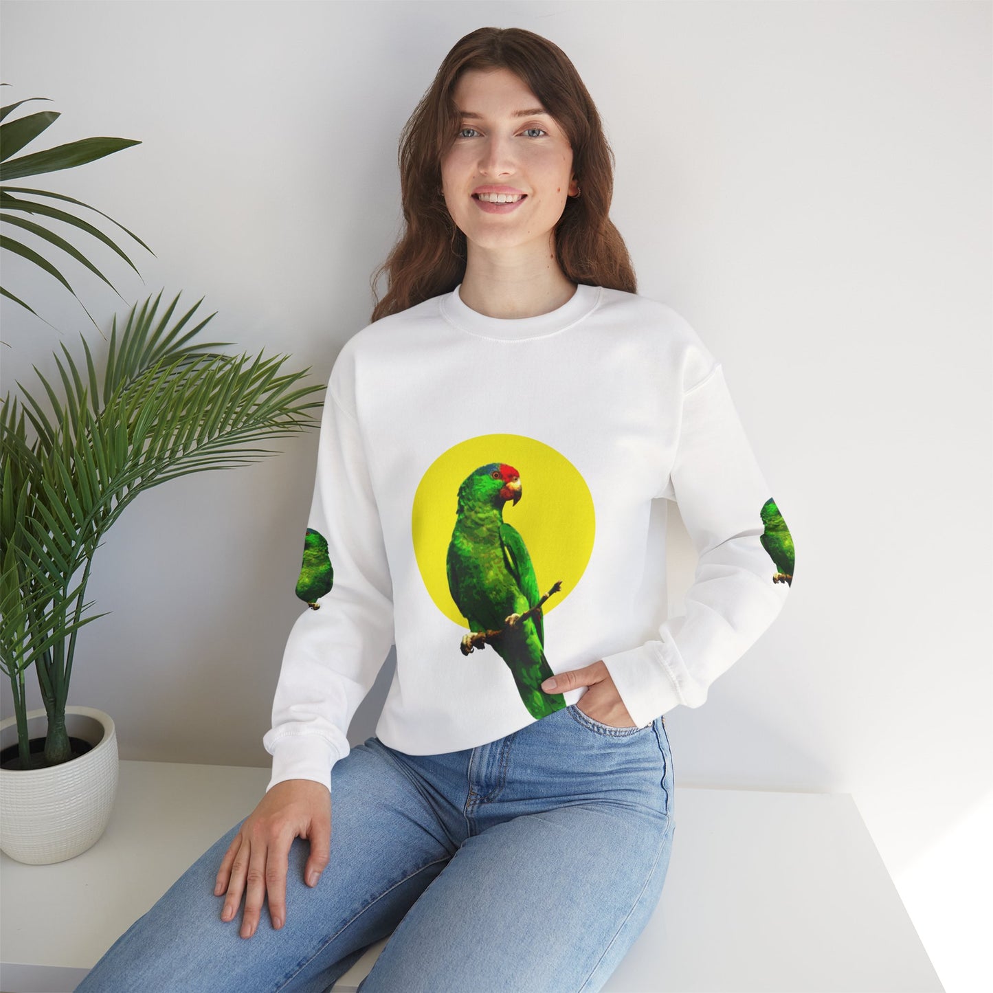 Vibrant Parrot Sweatshirt, Colorful Bird Apparel, Nature Lover Gift, Animal Print Crewneck, Casual Wear, Eco-Friendly Fashion