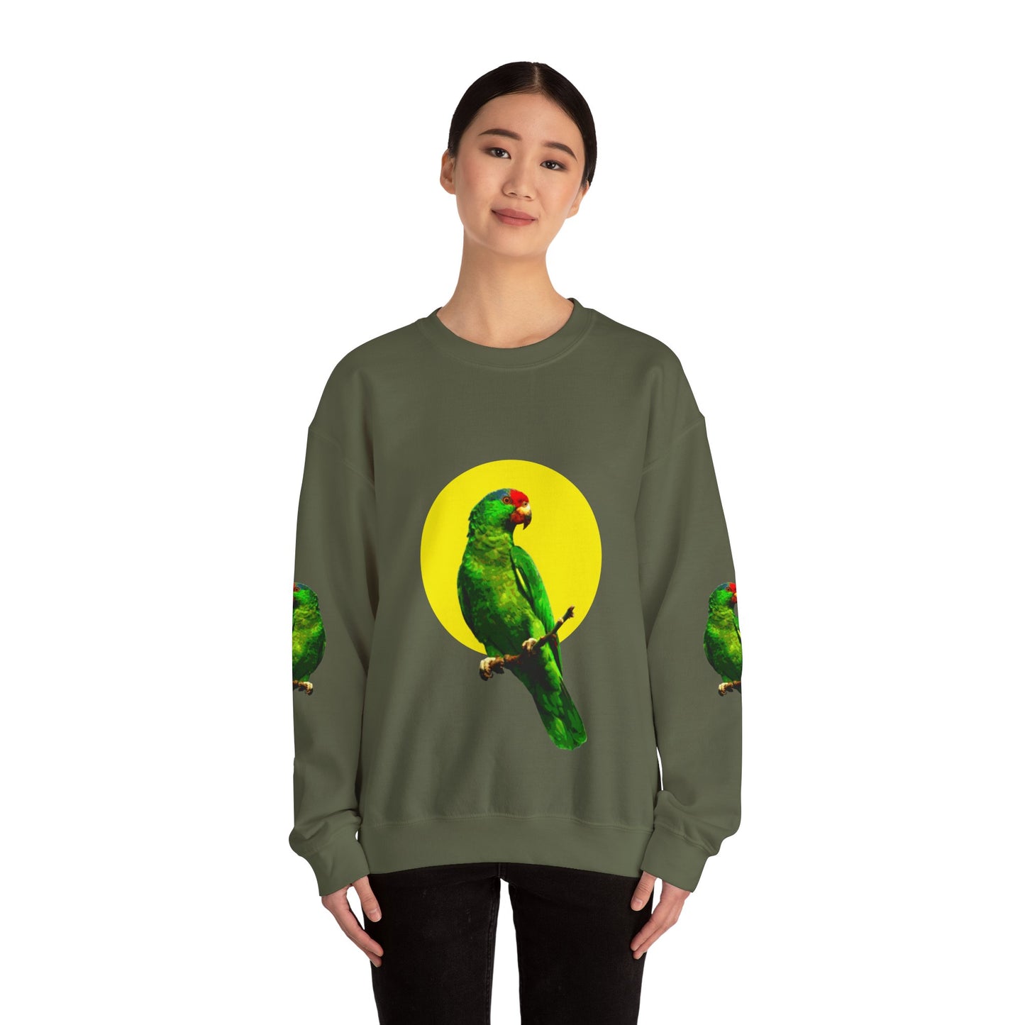 Vibrant Parrot Sweatshirt, Colorful Bird Apparel, Nature Lover Gift, Animal Print Crewneck, Casual Wear, Eco-Friendly Fashion