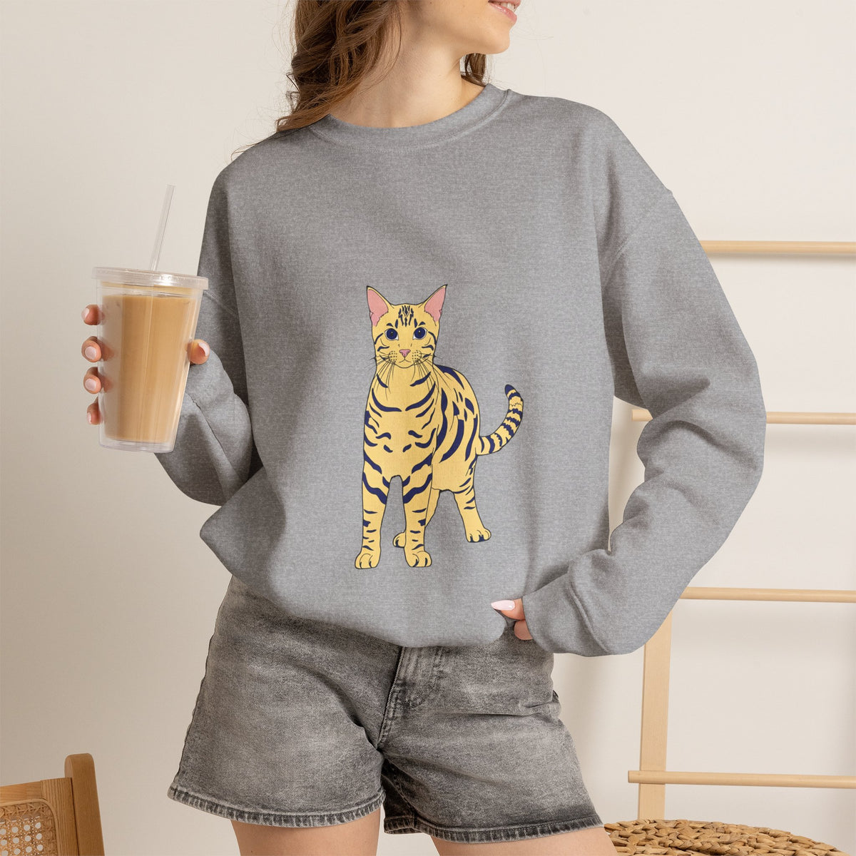 Bengal Cat cartoon Unisex Heavy Blend™ Crewneck Sweatshirt