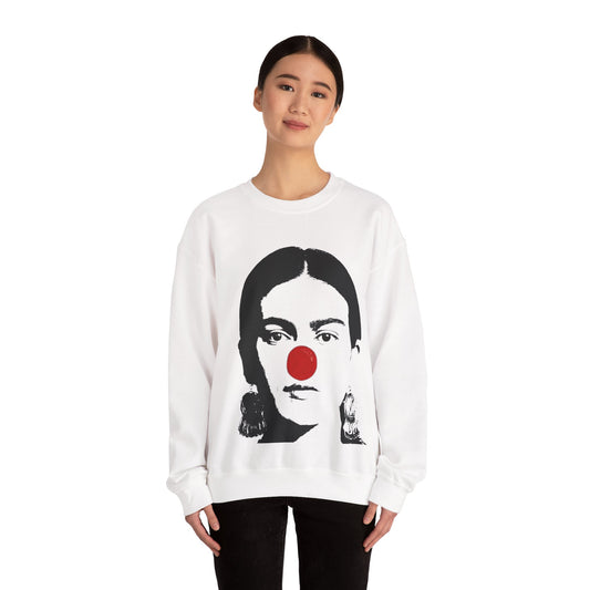 Frida Kahlo Clown Crewneck Sweatshirt, Holiday Sweatshirt, Unisex Sweatshirt, Gift for Art Lovers, Christmas Apparel, Cozy Fashion