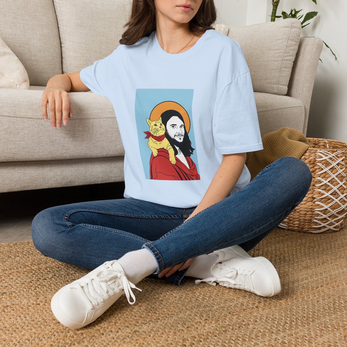 Jesus and his Cat Unisex Softstyle T-Shirt