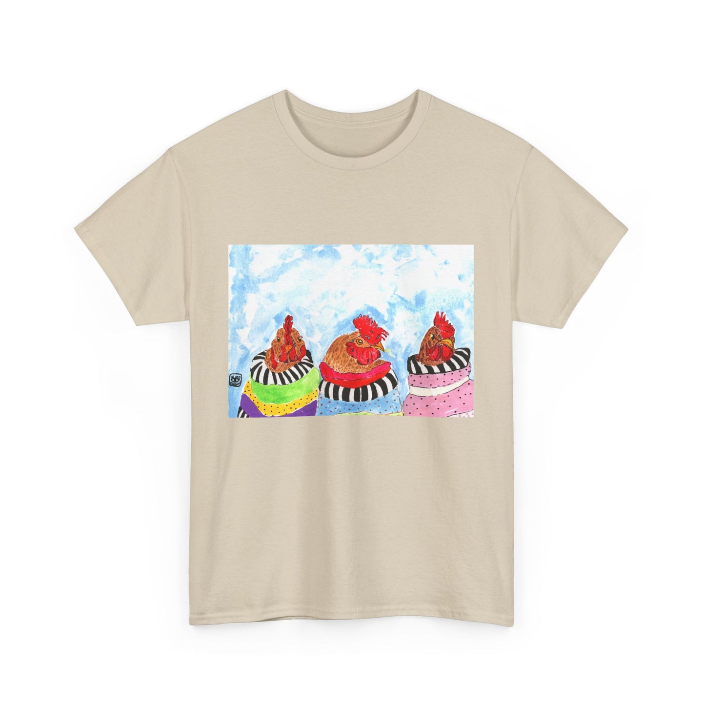 Happy Chickens Unisex Heavy Cotton Tee - Unique Graphic Design for Creative Souls