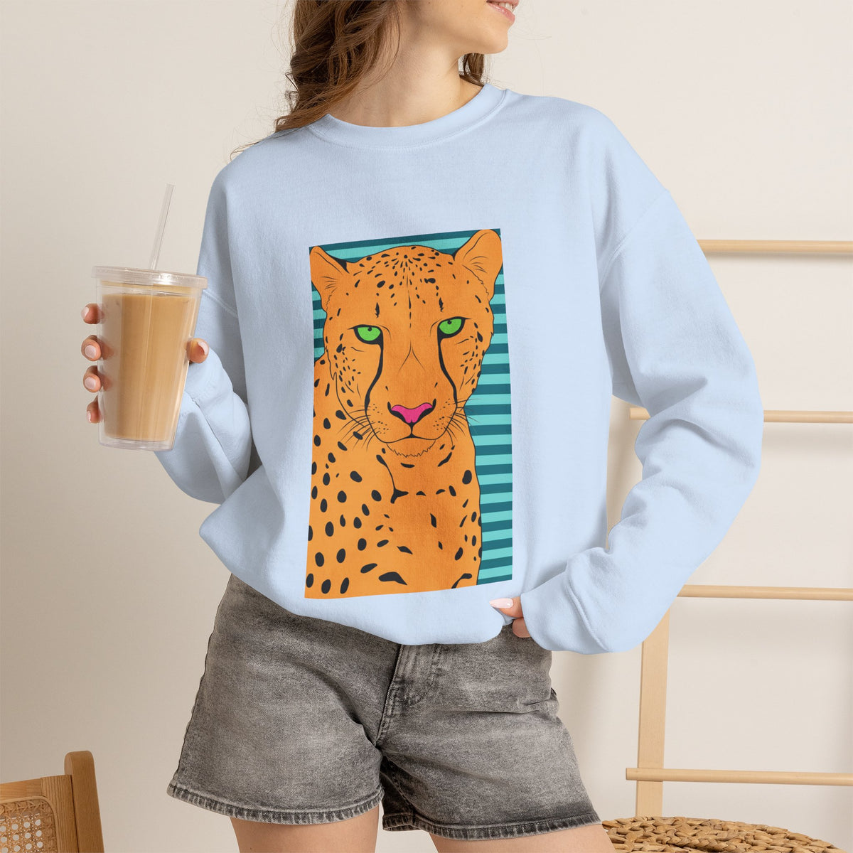 Bright leopard Unisex Heavy Blend™ Crewneck Sweatshirt