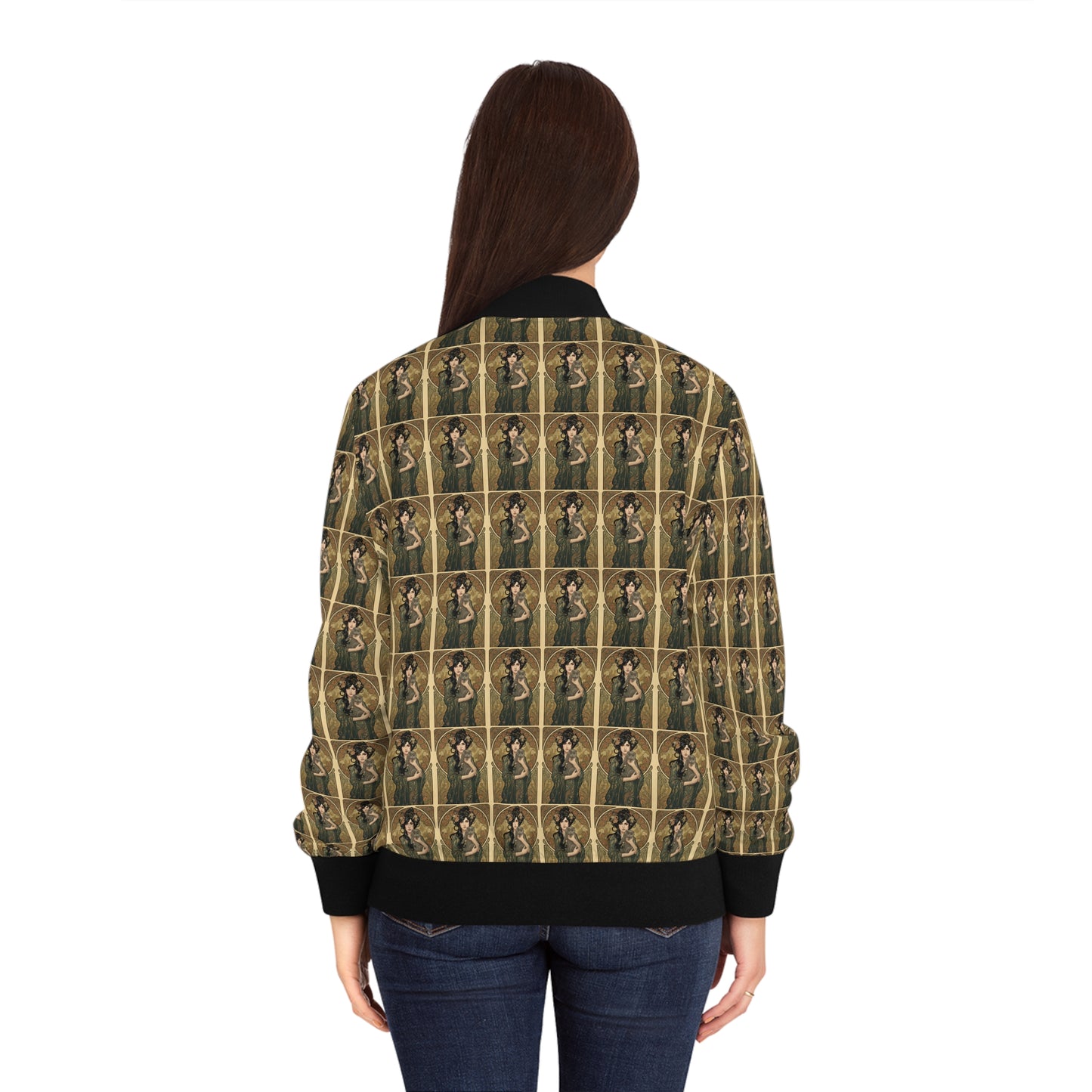 Grey Cat Jacket Women's Bomber Jacket (AOP)