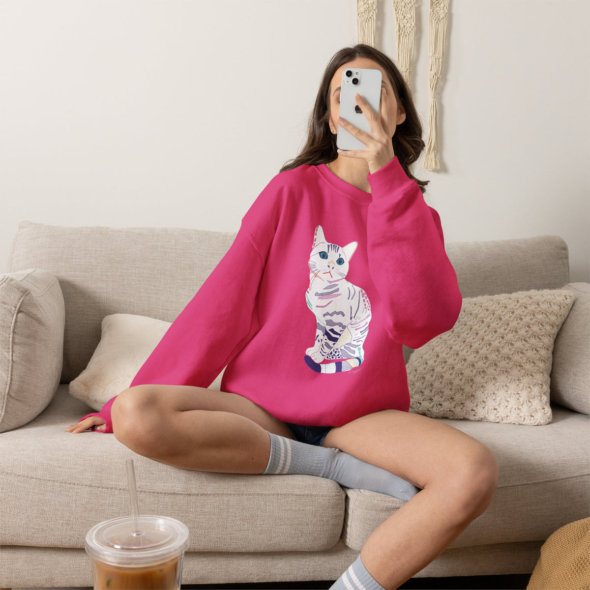 White Cat Unisex Heavy Blend™ Crewneck Sweatshirt