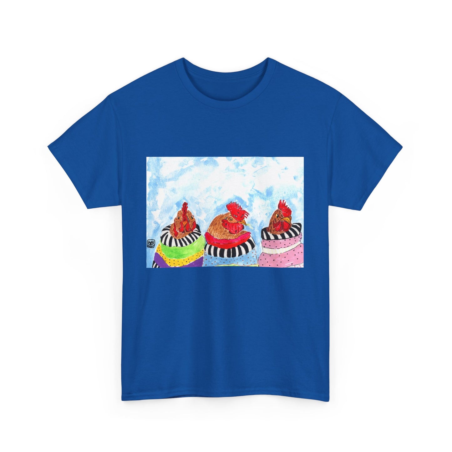 Happy Chickens Unisex Heavy Cotton Tee - Unique Graphic Design for Creative Souls