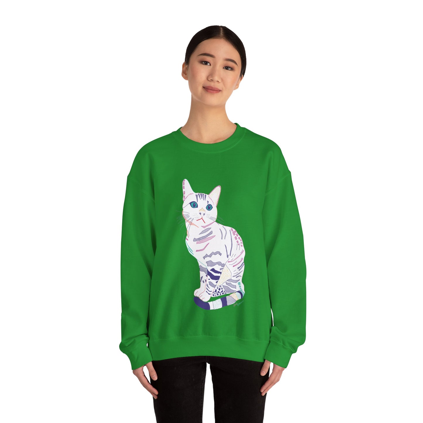 Cat Lover Sweatshirt, Cozy Cat  white Design, Cute Gift for Cat Owners, Unisex Crewneck, Pet Lover Apparel, Perfect for Everyday Comfort