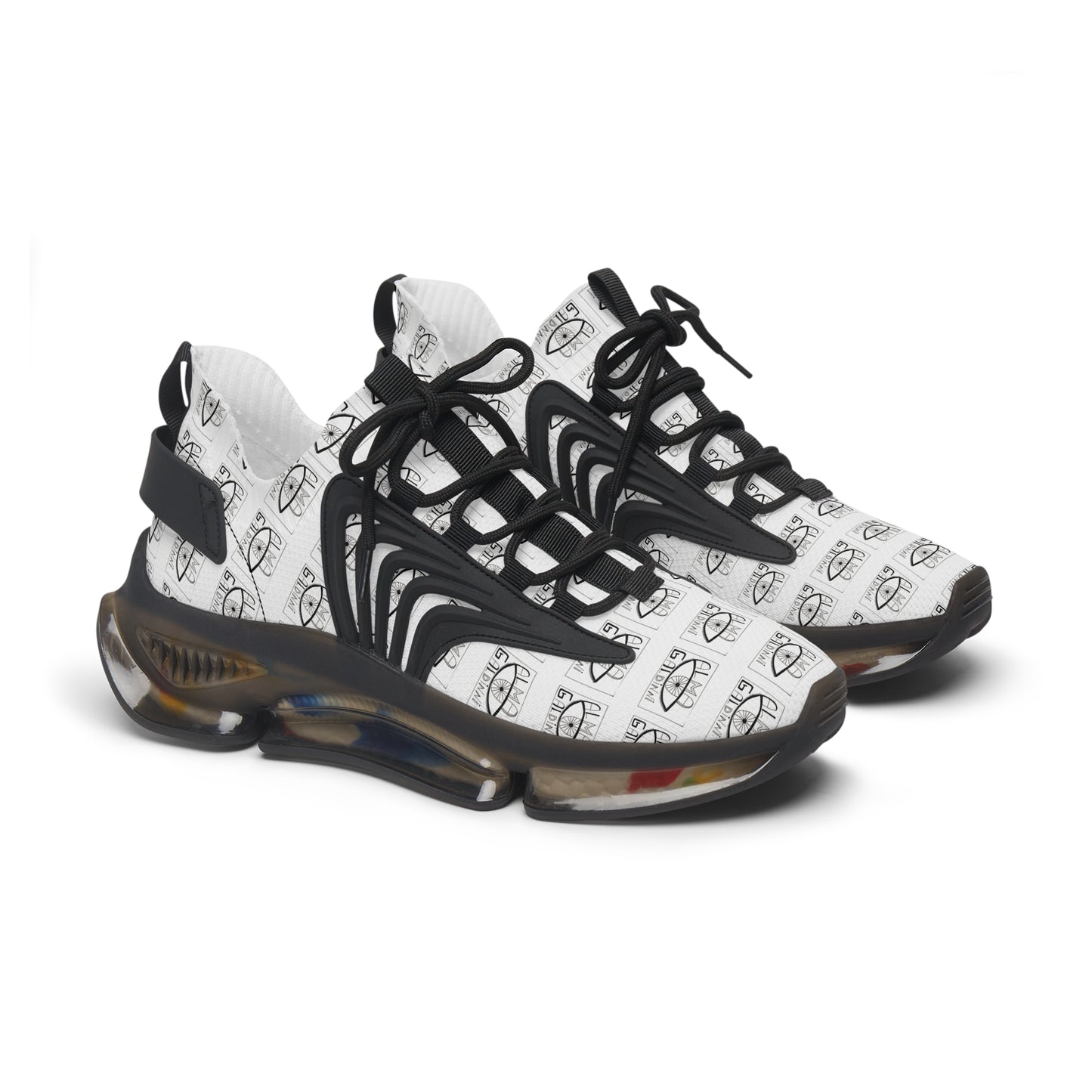 Mesh Sneakers — White Graphic Alma Galdinni logo Pattern Women's Athletic Shoes