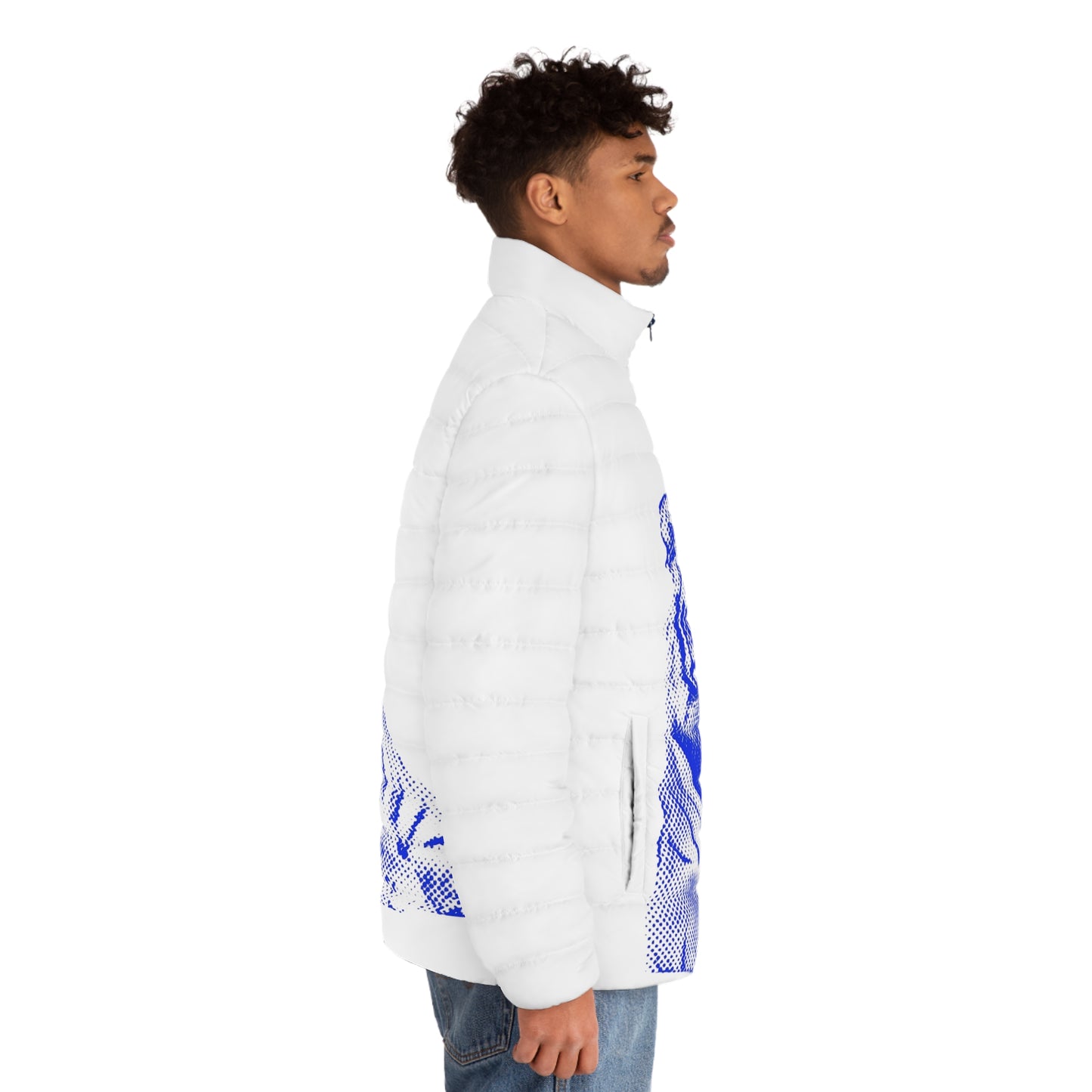 Blue Tiger Men's Puffer Jacket (AOP)