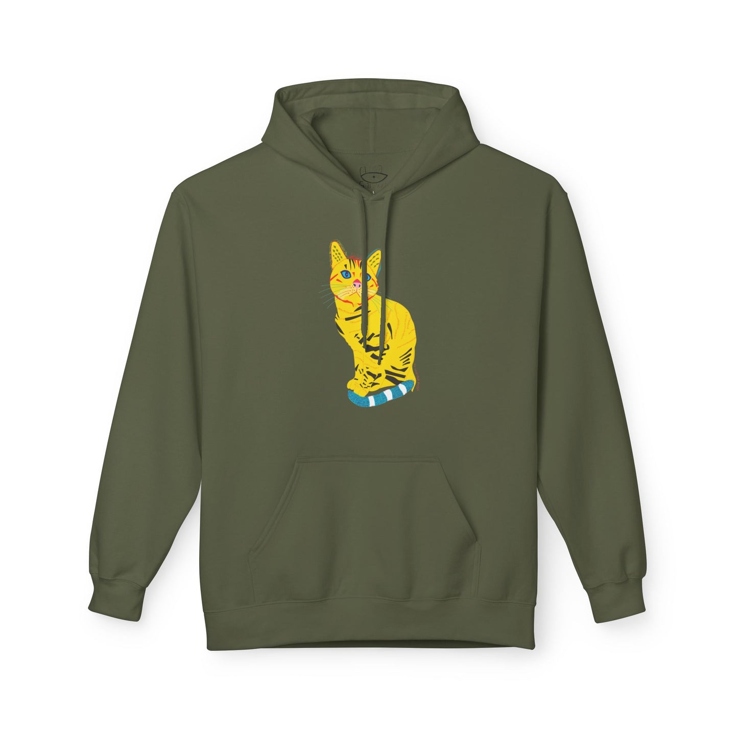Yellow  Cat Hoodie — Vibrant  Cat Graphic Pullover