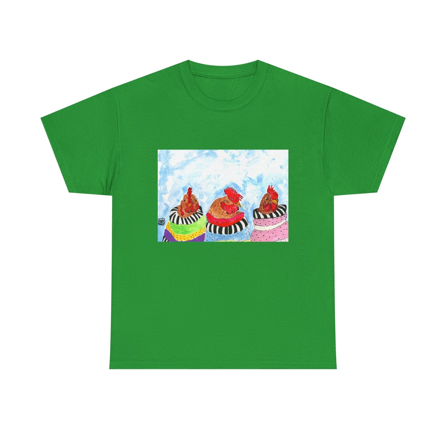 Happy Chickens Unisex Heavy Cotton Tee - Unique Graphic Design for Creative Souls