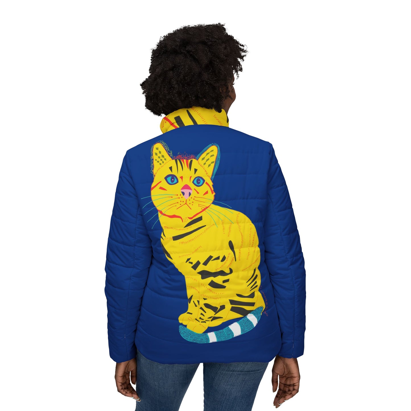 Yellow Cat Women’s Puffer Jacket (AOP)
