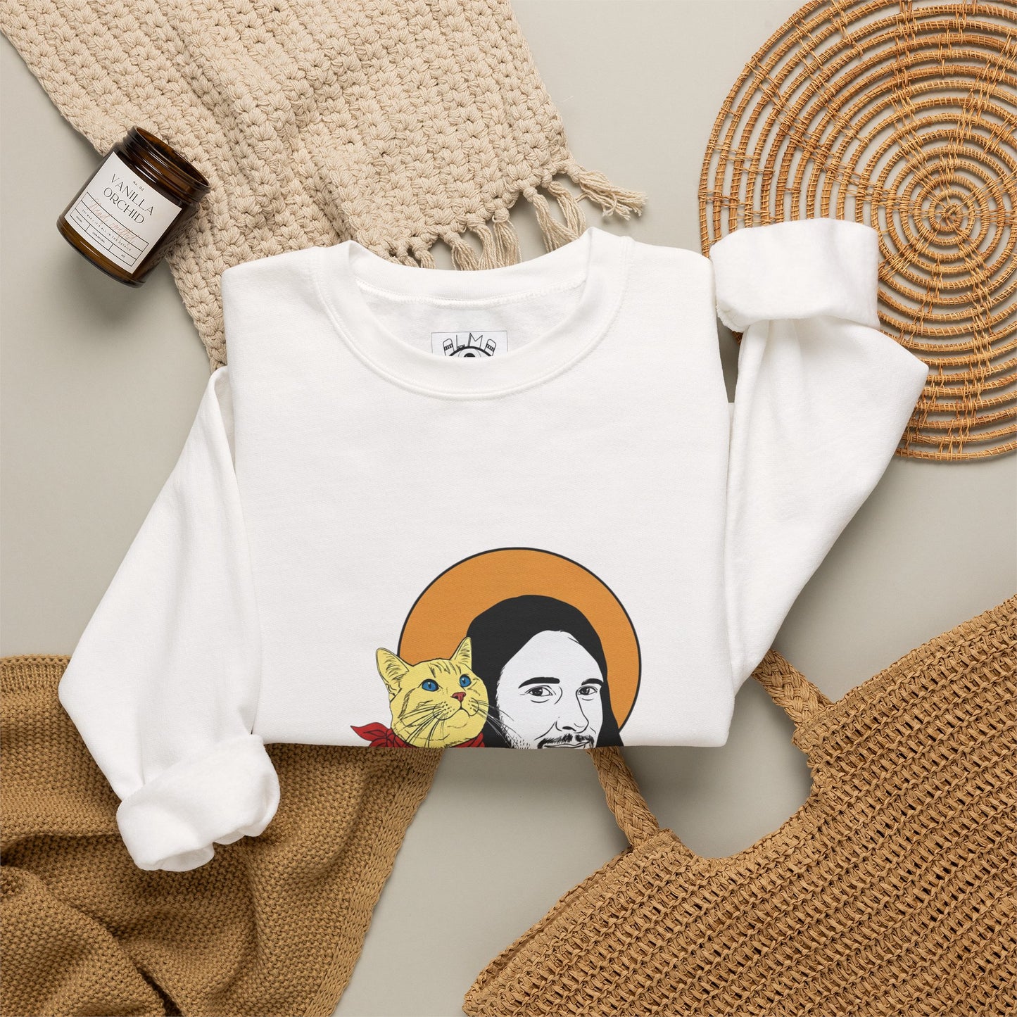 Jesus and cat Unisex Heavy Blend™ Crewneck Sweatshirt