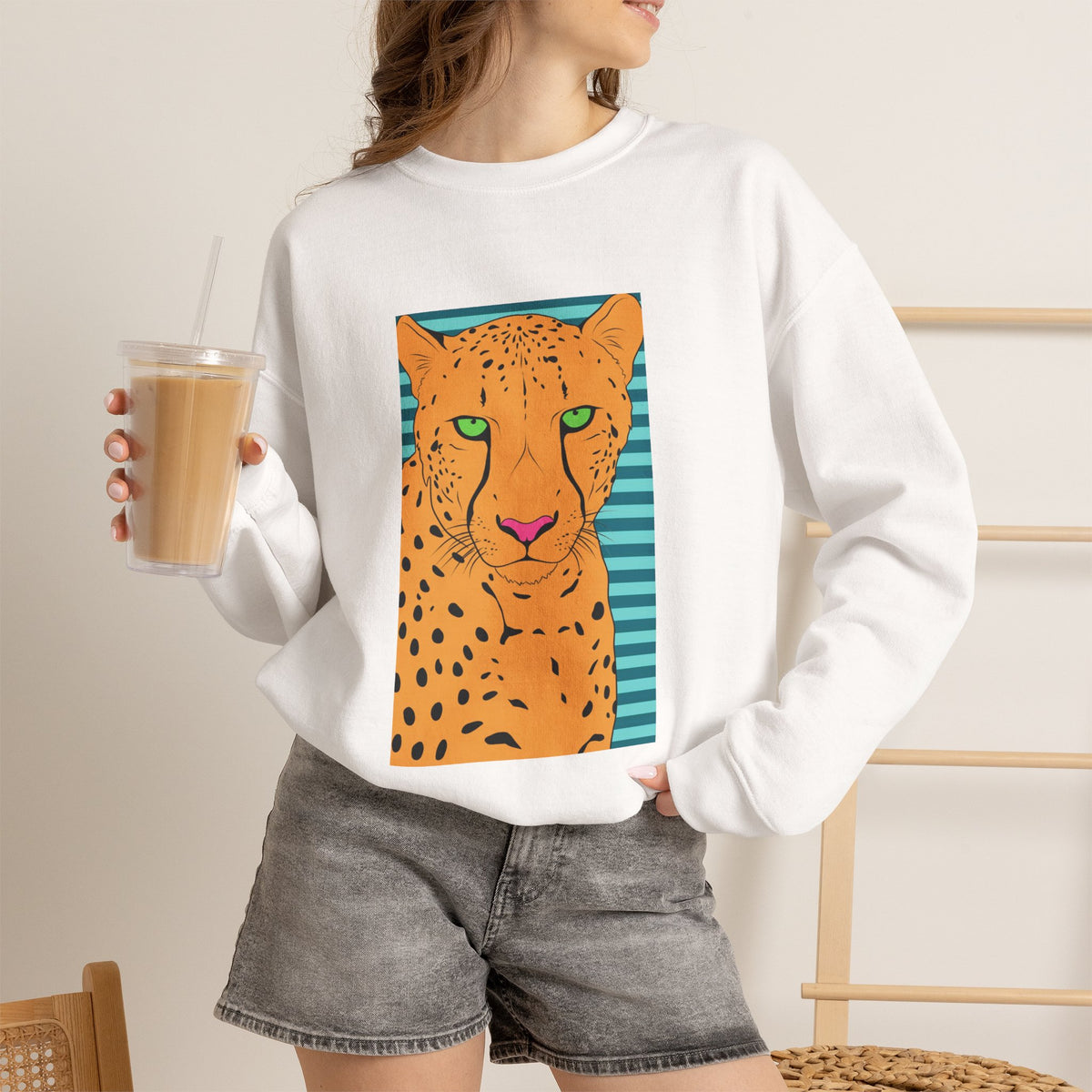 Bright leopard Unisex Heavy Blend™ Crewneck Sweatshirt