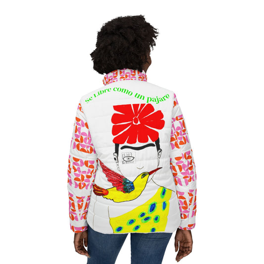 Frida Kahlo Inspired Women’s Puffer Jacket | Colorful, Cozy Outerwear for Art Lovers