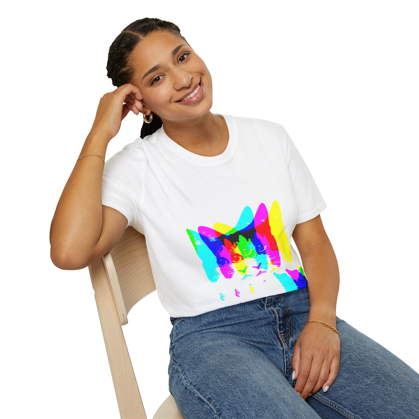 Neon Cat Unisex Softstyle T-Shirt