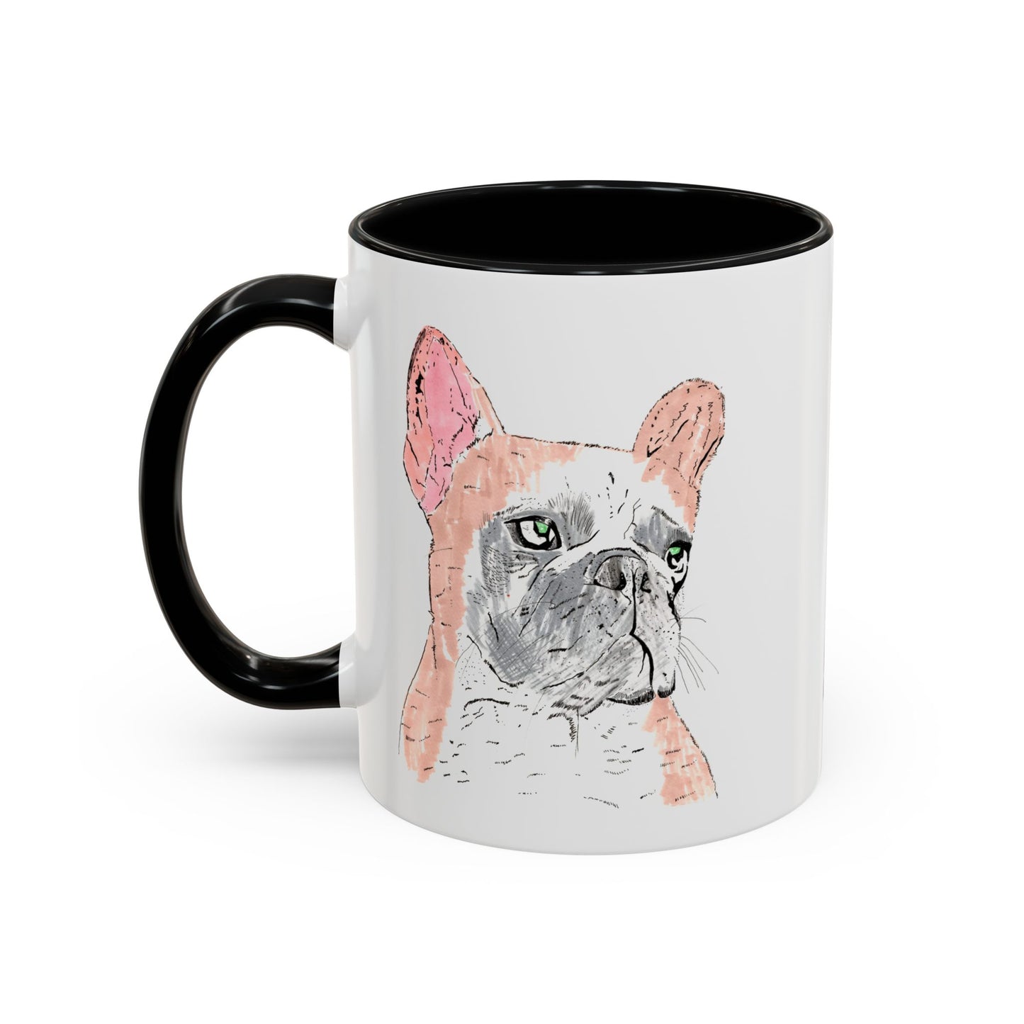 French Bulldog Accent Coffee Mug — Artistic Watercolor Dog Portrait (11/15oz)