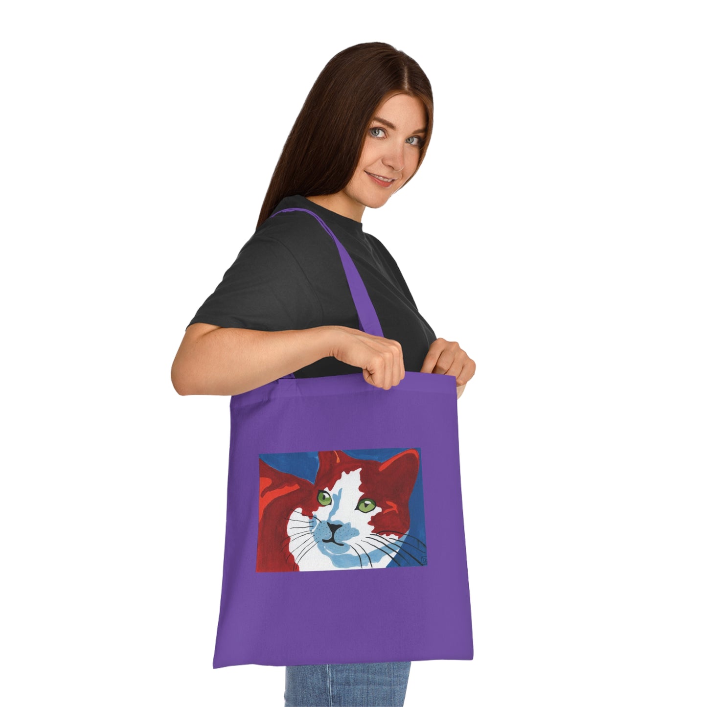 Artistic Cat Cotton Tote Bag - Eco-Friendly Shopper