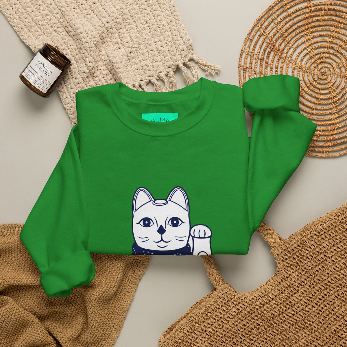 Good Luck Cat Unisex Heavy Blend™ Crewneck Sweatshirt
