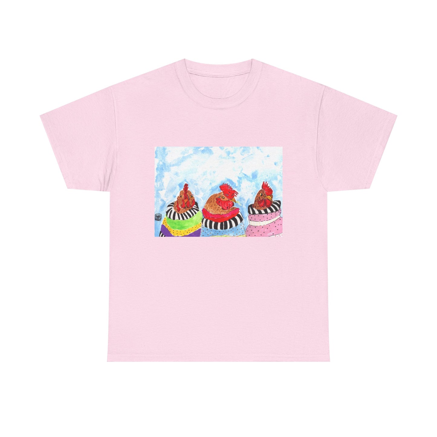 Happy Chickens Unisex Heavy Cotton Tee - Unique Graphic Design for Creative Souls