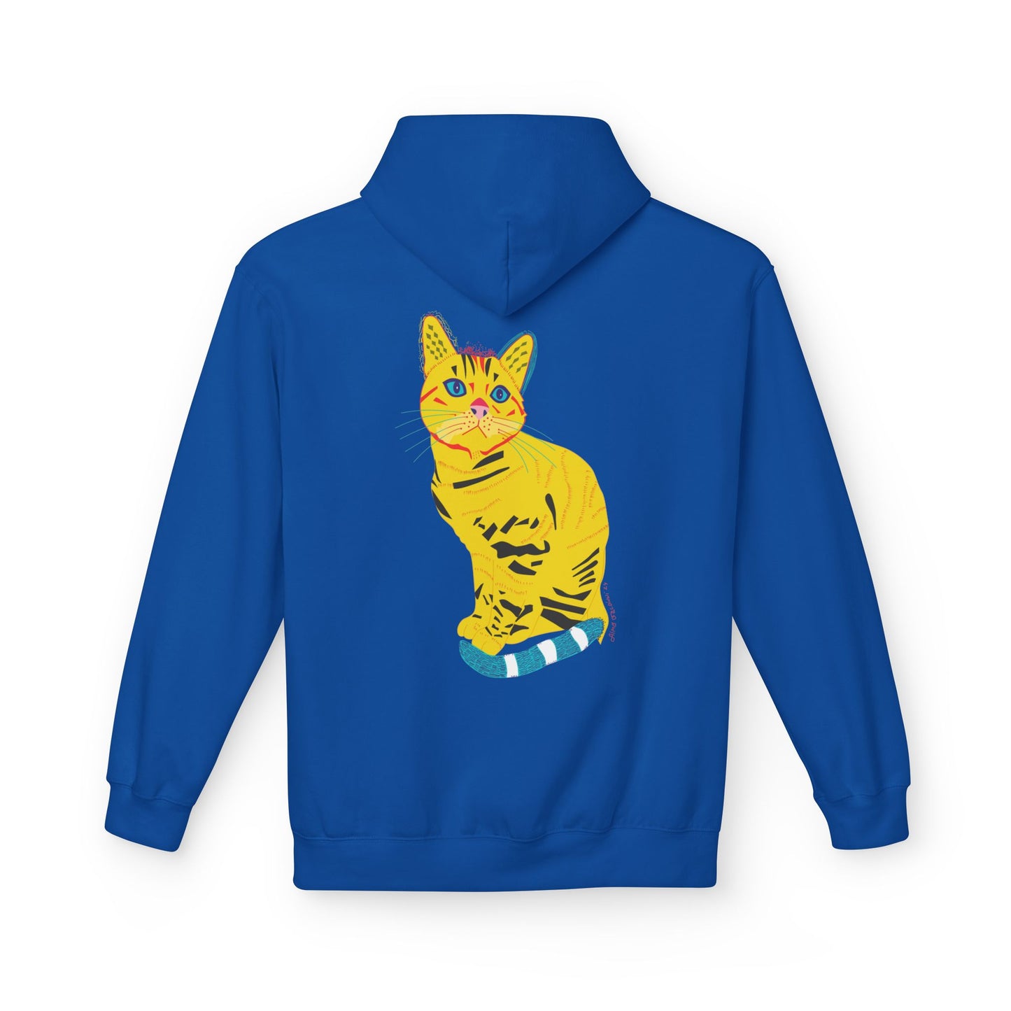 Yellow  Cat Hoodie — Vibrant  Cat Graphic Pullover