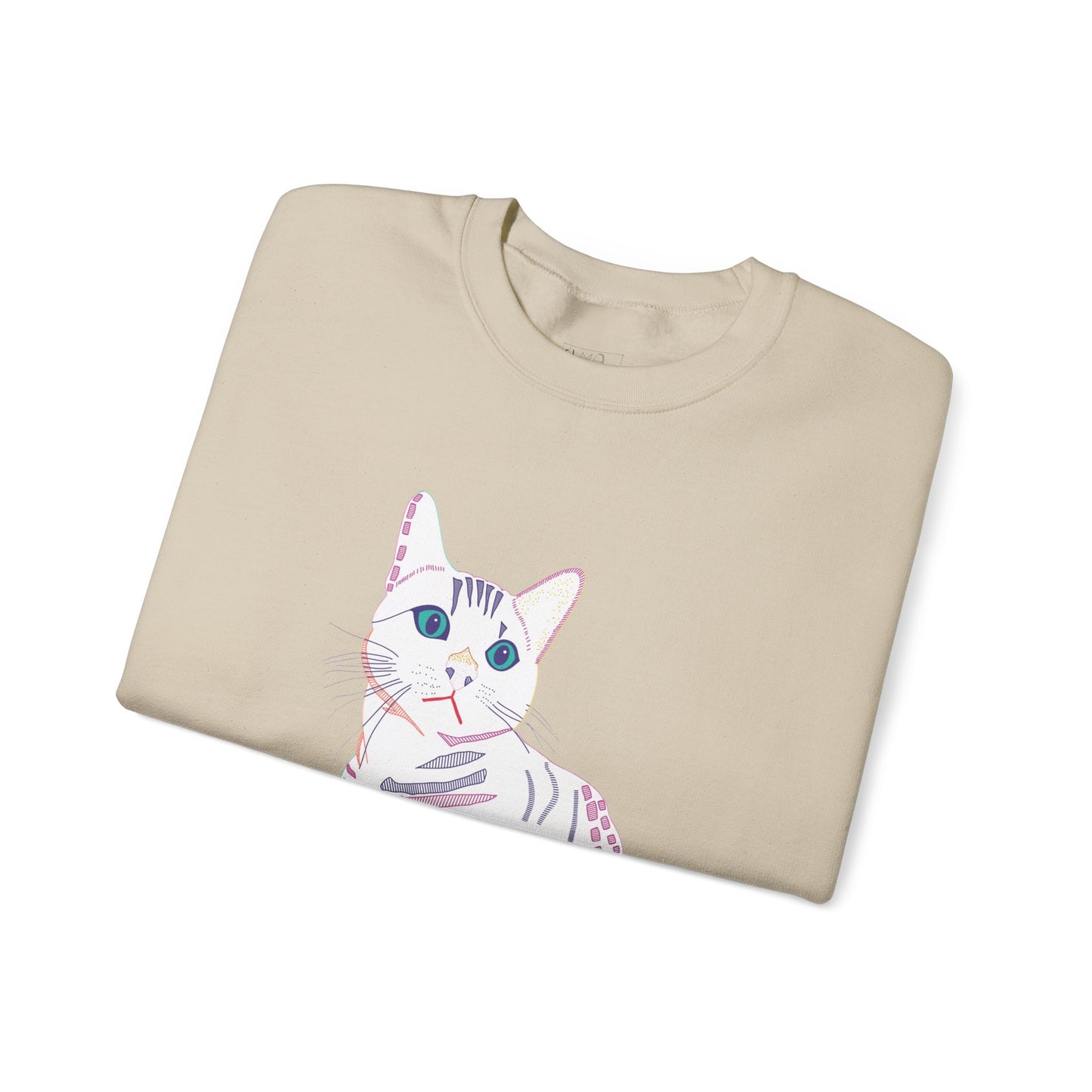 Cat Lover Sweatshirt, Cozy Cat  white Design, Cute Gift for Cat Owners, Unisex Crewneck, Pet Lover Apparel, Perfect for Everyday Comfort