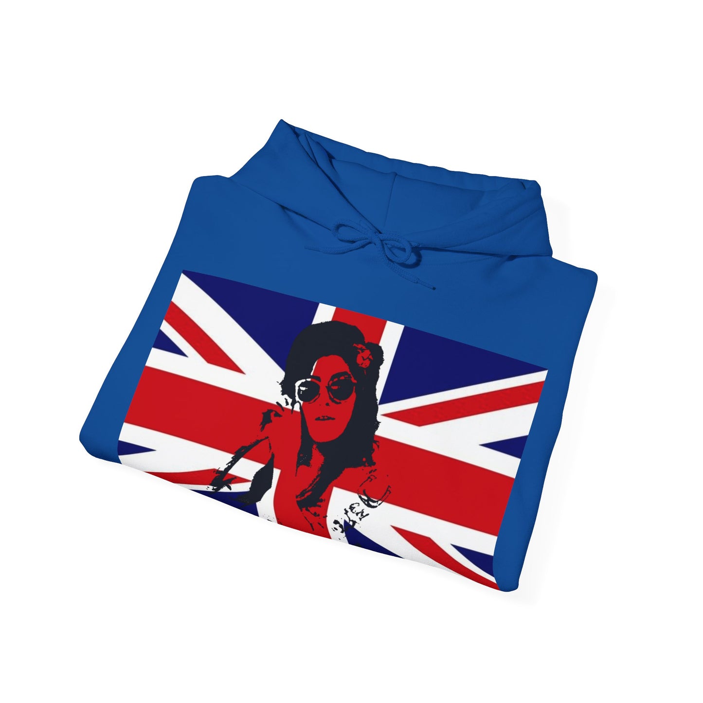 Amy Winehouse Union Jack Retro Hoodie | Vintage British Sweatshirt, Cozy Gift for Music Lovers, Perfect for Festivals and Casual Wear