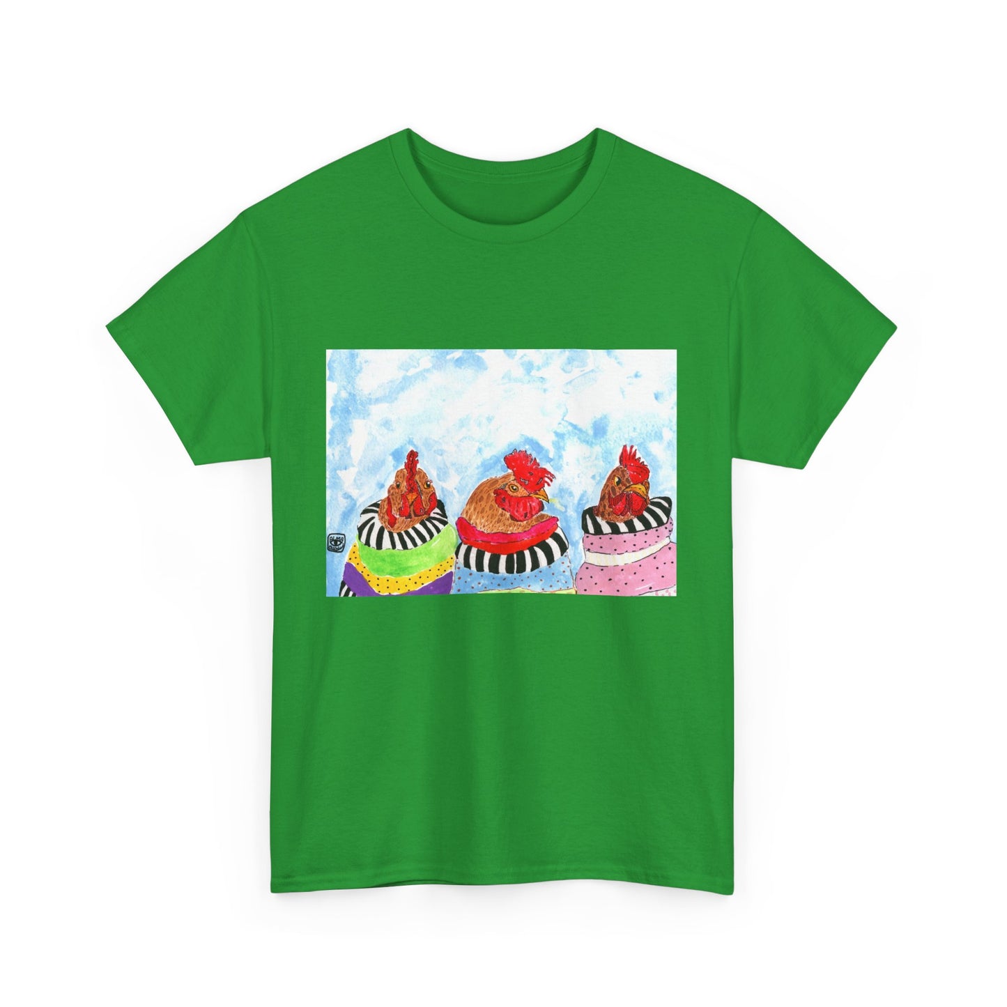 Happy Chickens Unisex Heavy Cotton Tee - Unique Graphic Design for Creative Souls