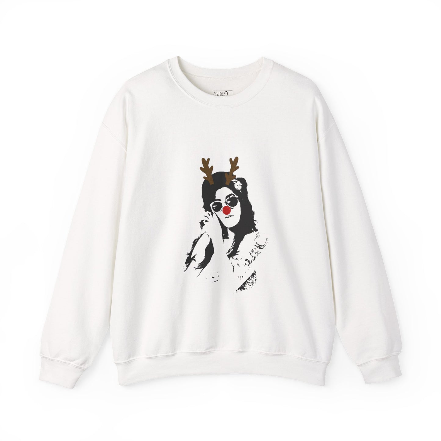 Festive Amy Reindeer Crewneck Sweatshirt - Holiday Sweatshirt, Christmas Gift, Cozy Sweater, Unisex Apparel, Winter Fashion