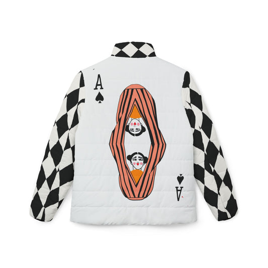 Twins Fridas Puffer Jacket — Playful Card-Style Women’s Puffer