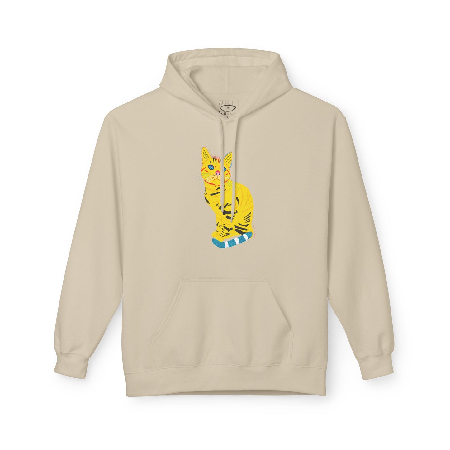 Yellow  Cat Hoodie — Vibrant  Cat Graphic Pullover