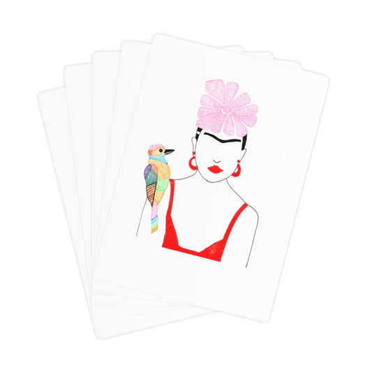 Artistic Poker Cards Set - Unique Hand-Drawn Design with Frida-Inspired Elements