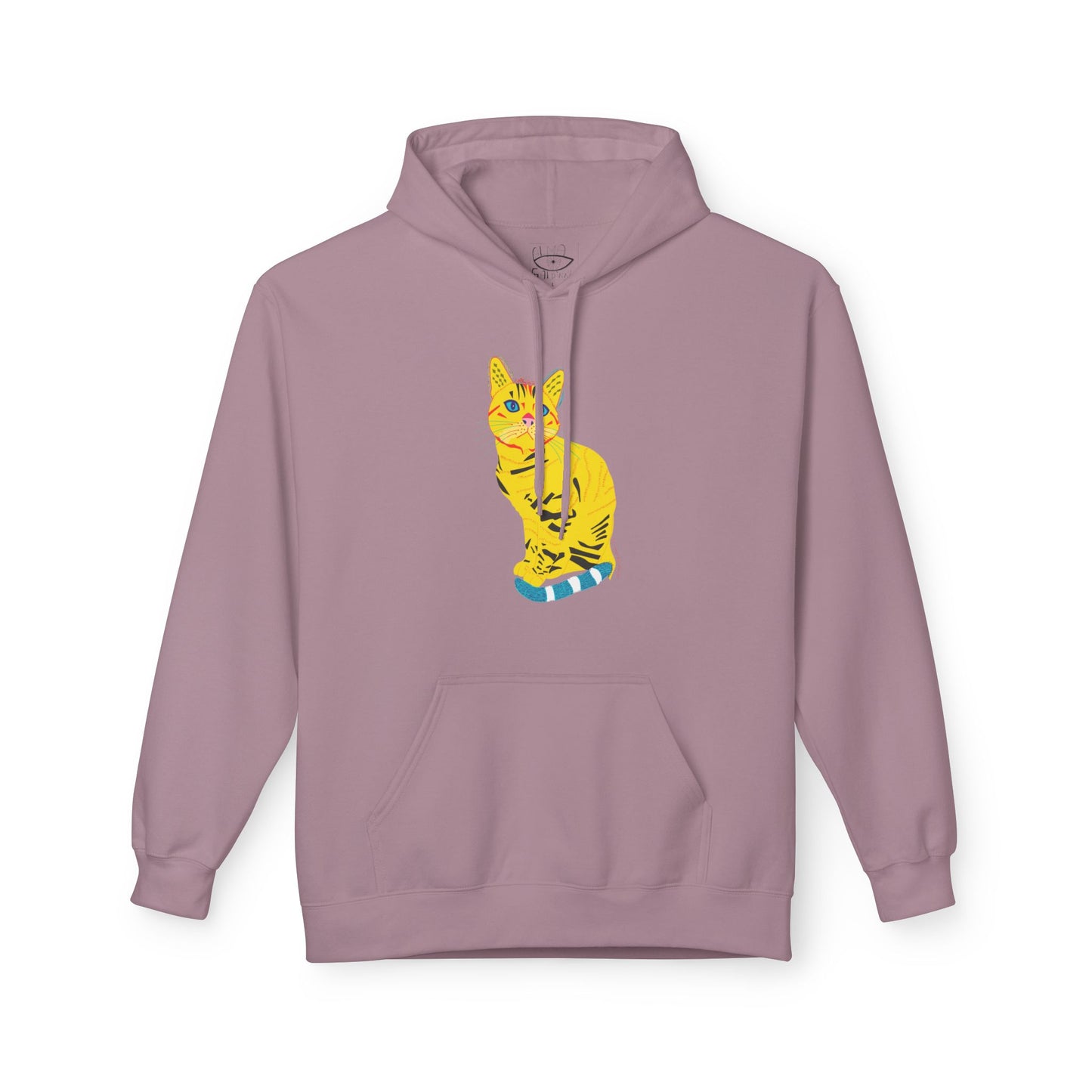 Yellow  Cat Hoodie — Vibrant  Cat Graphic Pullover