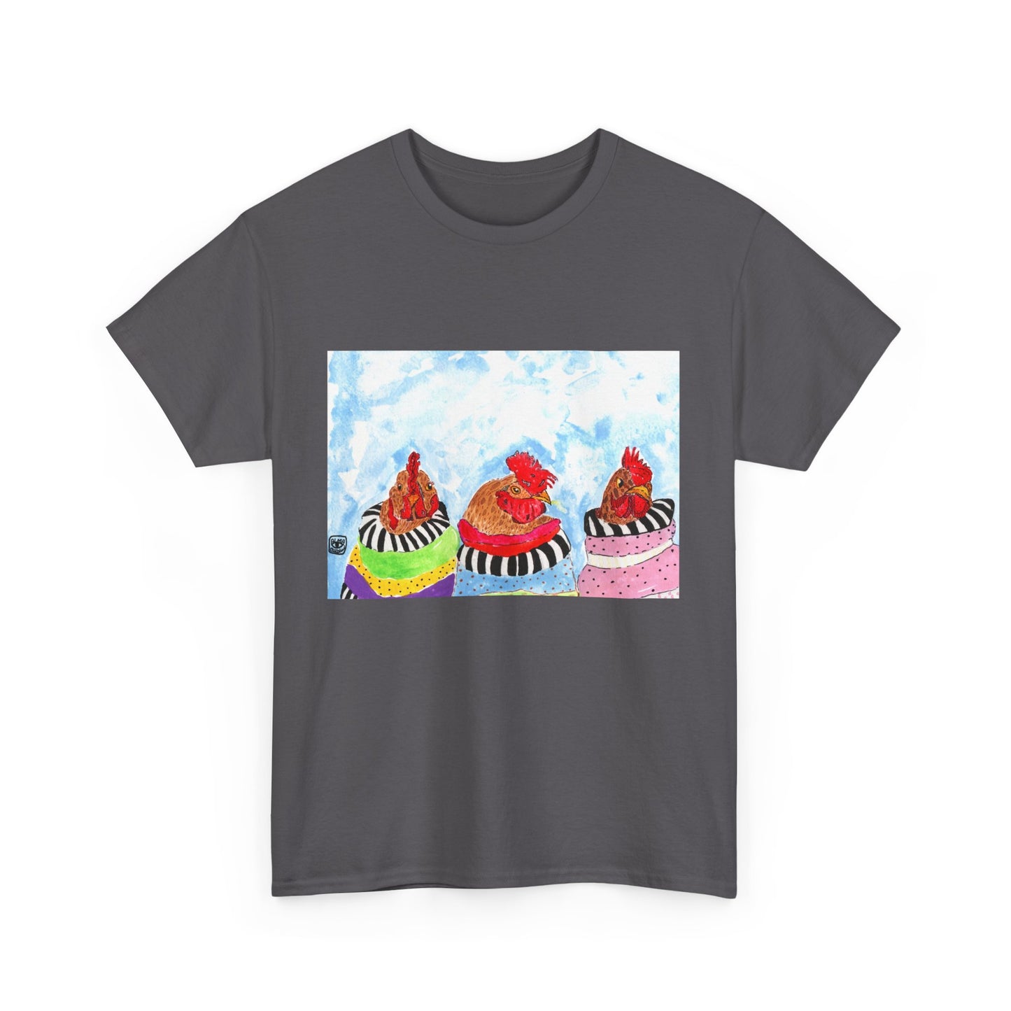 Happy Chickens Unisex Heavy Cotton Tee - Unique Graphic Design for Creative Souls
