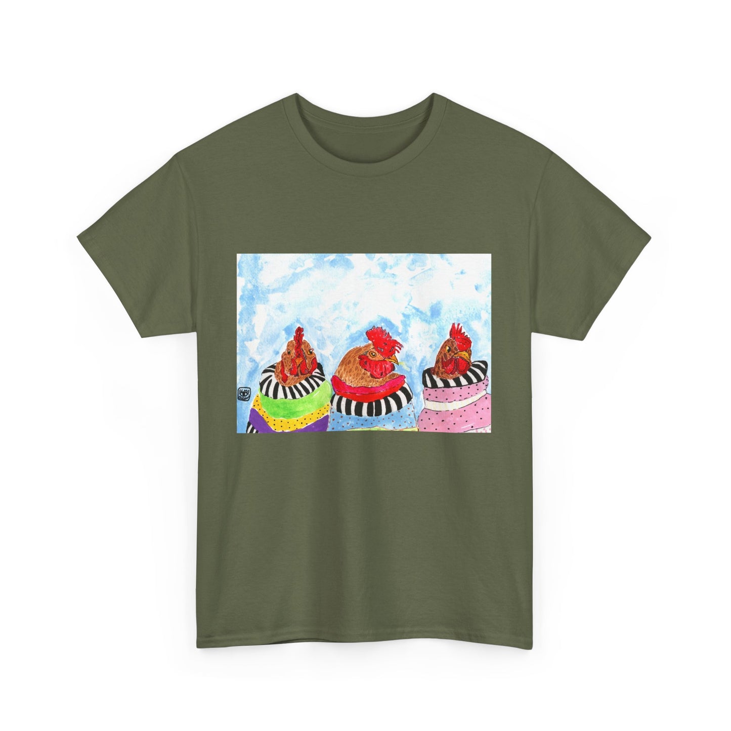Happy Chickens Unisex Heavy Cotton Tee - Unique Graphic Design for Creative Souls