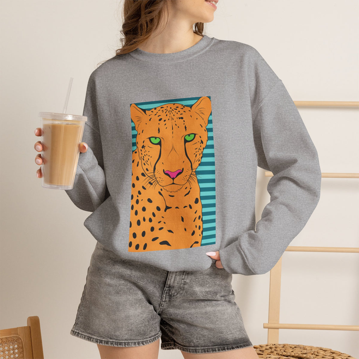 Bright leopard Unisex Heavy Blend™ Crewneck Sweatshirt