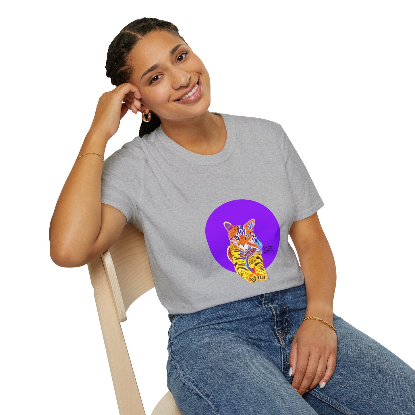 Vibrant Tiger Graphic T-Shirt, Colorful Art Tee for Animal Lovers, Unique Gift for Birthdays and Special Occasions, Unisex Softstyle Tee