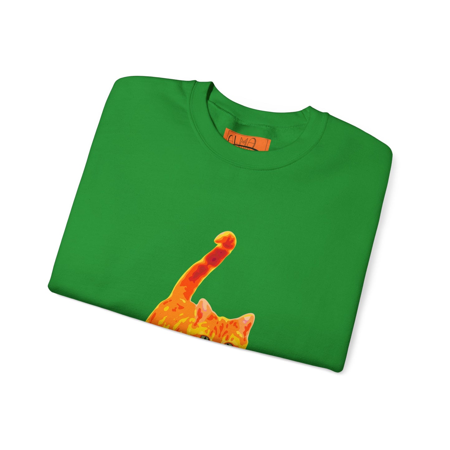 Cat Crewneck Sweatshirt — Orange Tabby Walking Graphic