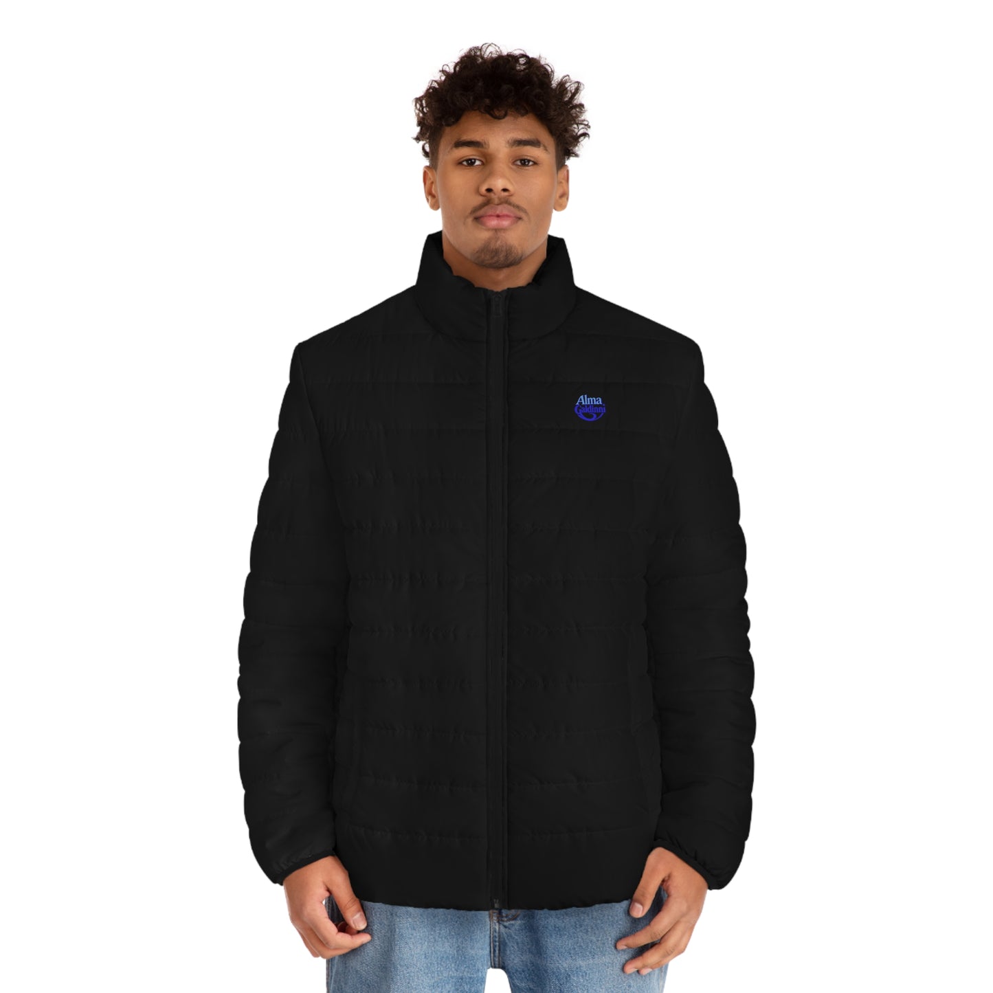 Art Nouveaux blue Tiger Men's Puffer Jacket (AOP)