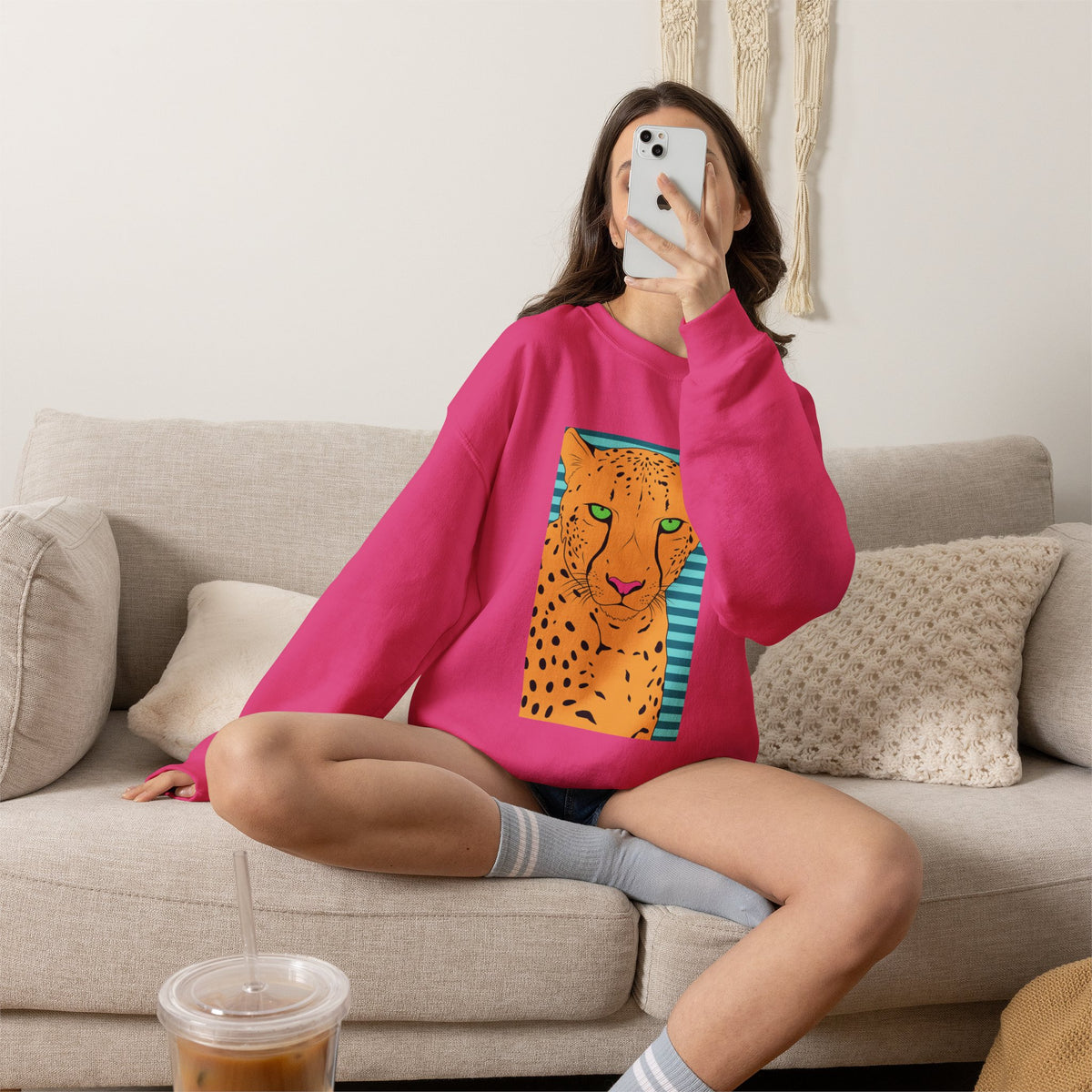 Bright leopard Unisex Heavy Blend™ Crewneck Sweatshirt