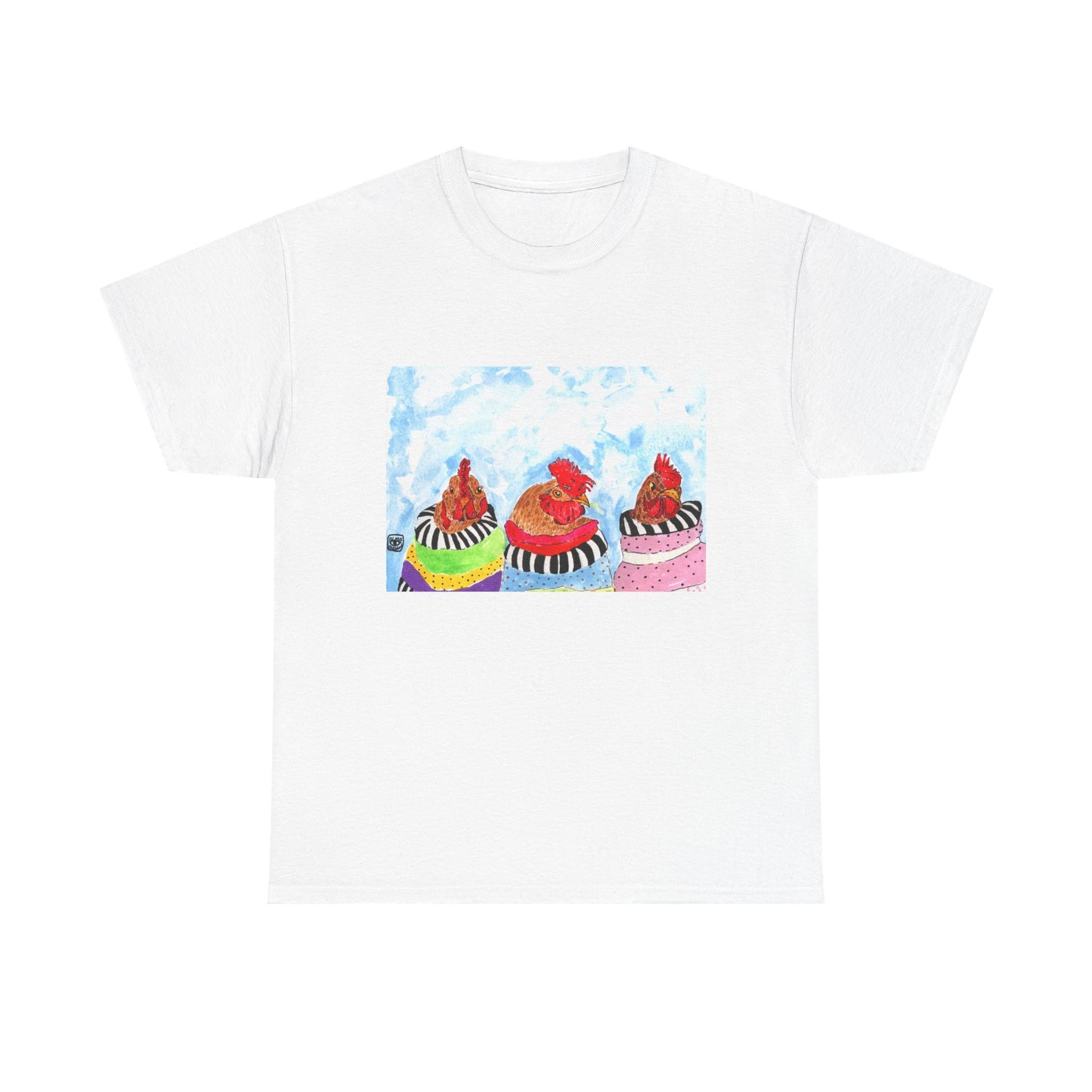 Happy Chickens Unisex Heavy Cotton Tee - Unique Graphic Design for Creative Souls