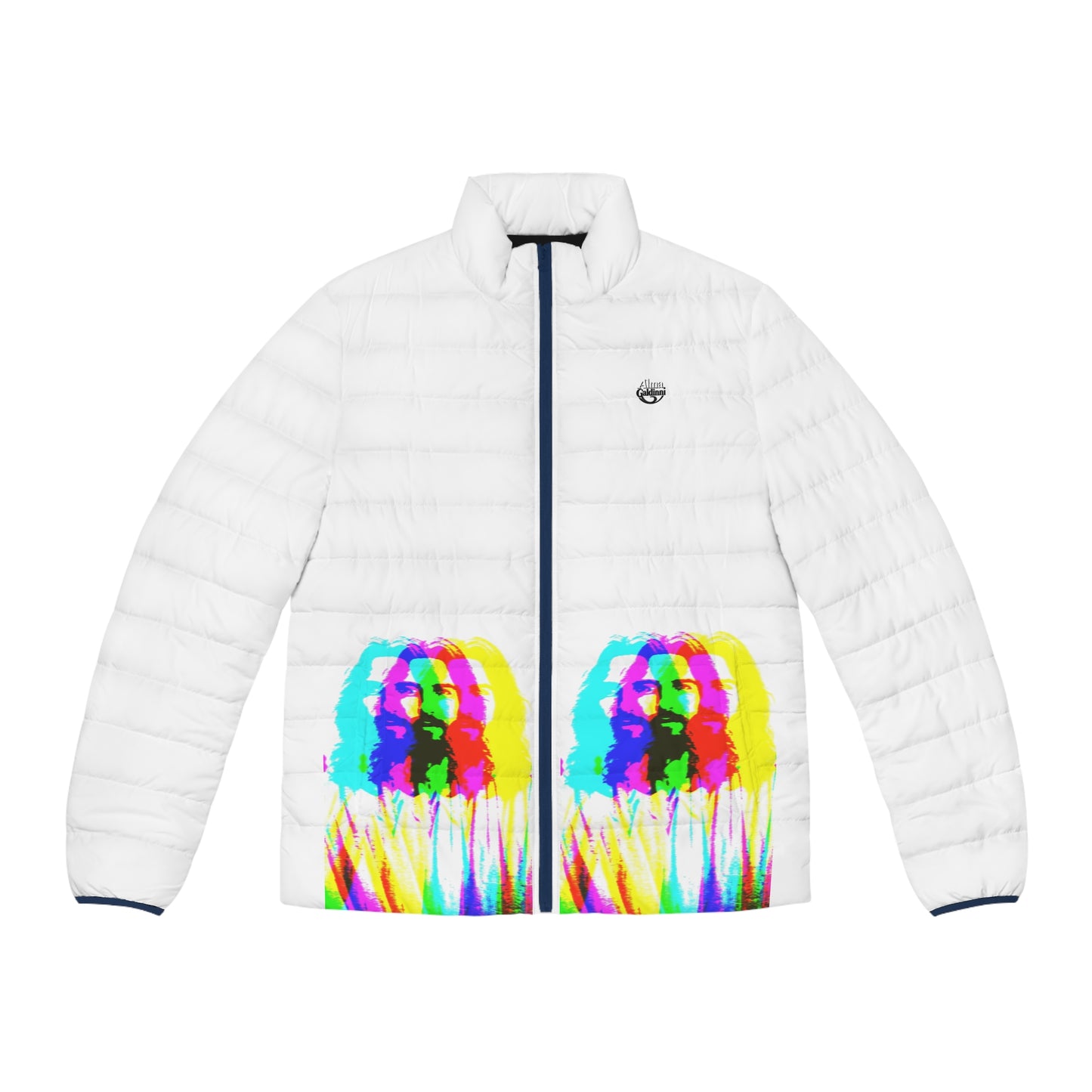 Jesus Men's Puffer Jacket (AOP)