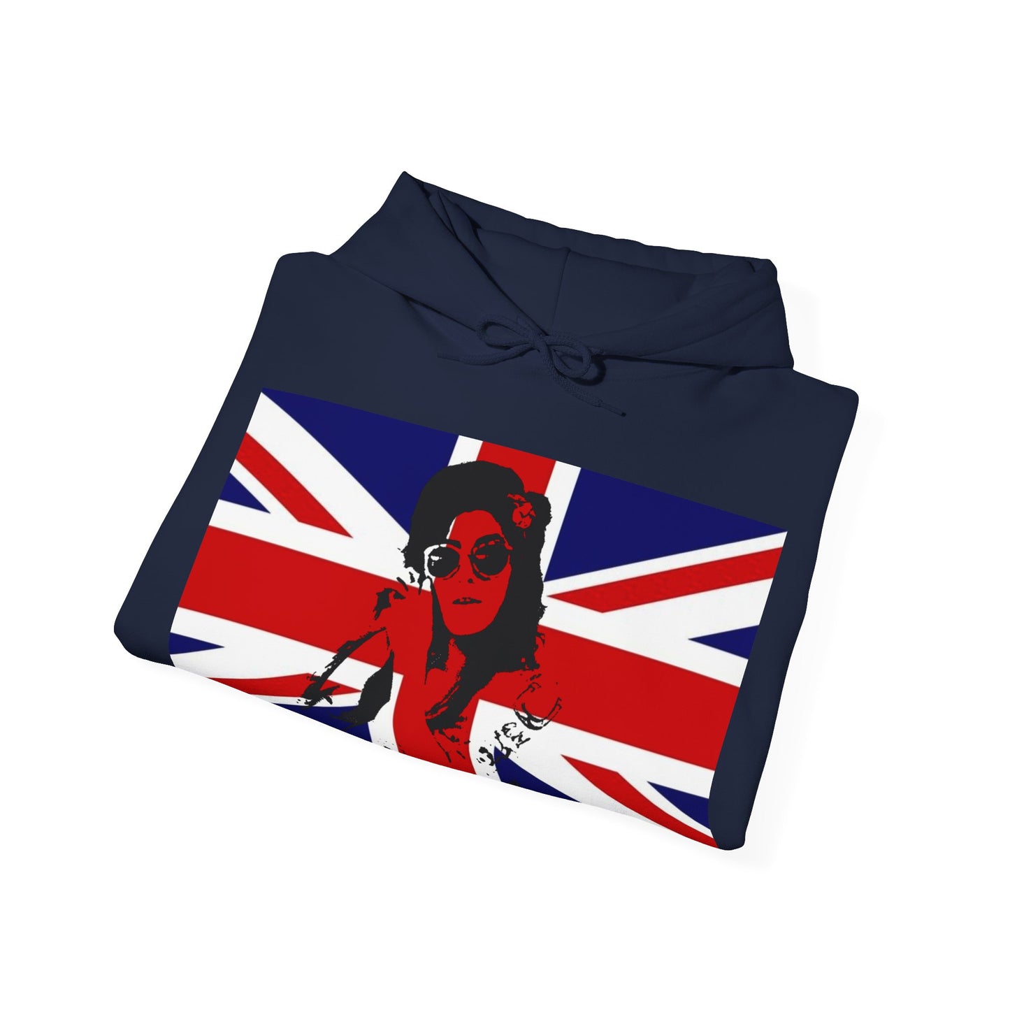 Amy Winehouse Union Jack Retro Hoodie | Vintage British Sweatshirt, Cozy Gift for Music Lovers, Perfect for Festivals and Casual Wear