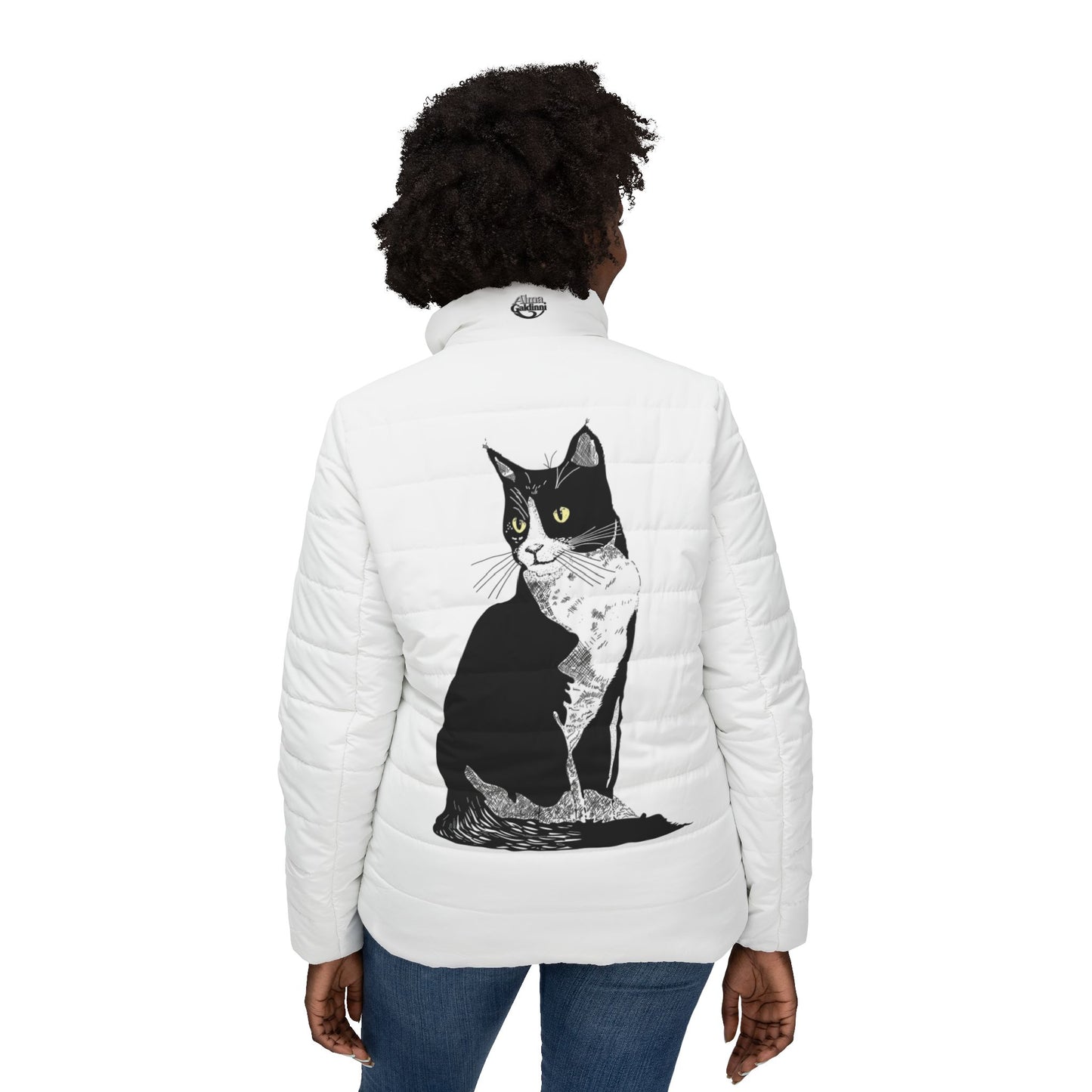 Black Cat Women’s Puffer Jacket (AOP)