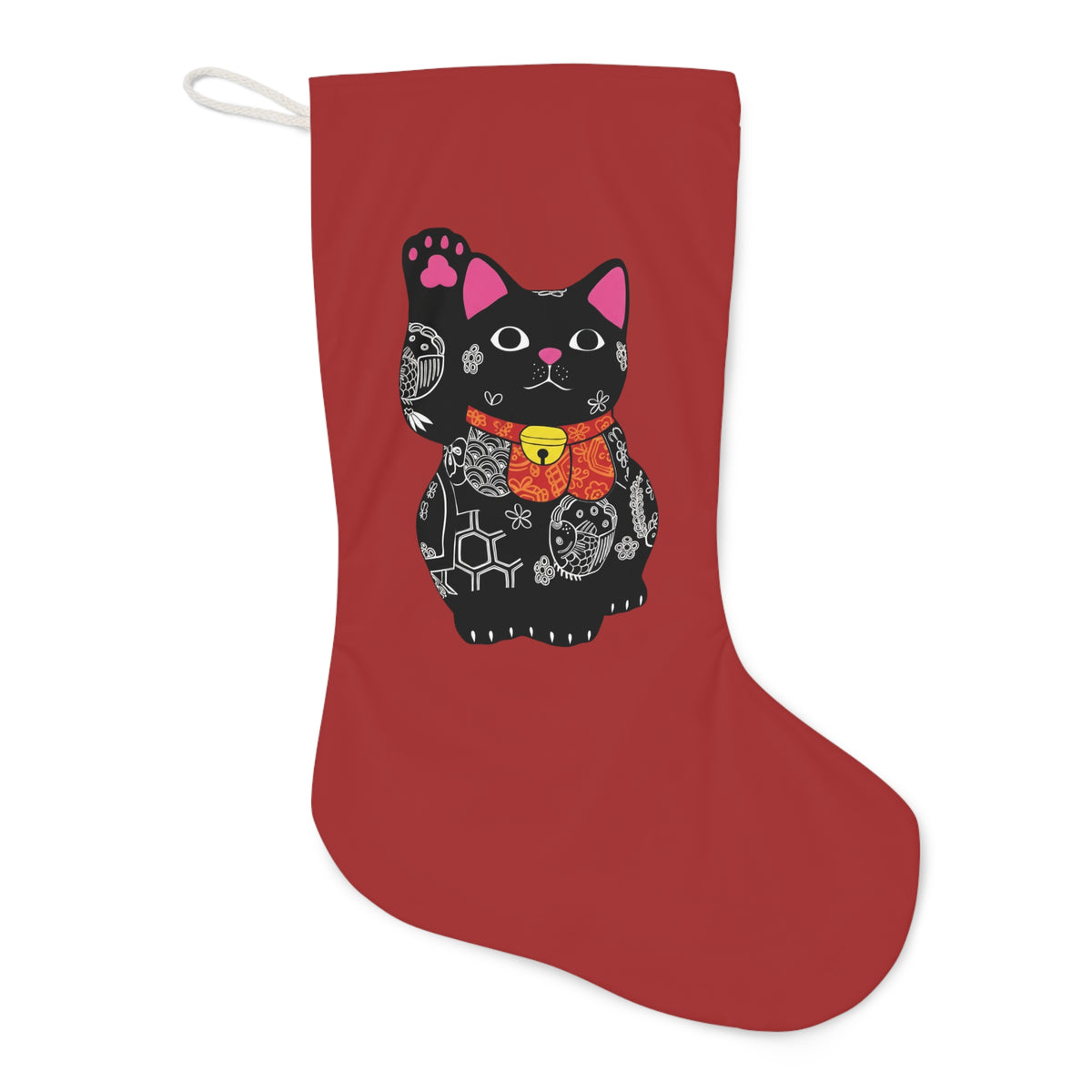 Lucky Cat Santa Stocking