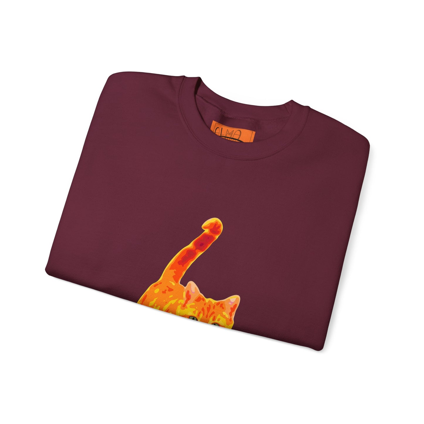 Cat Crewneck Sweatshirt — Orange Tabby Walking Graphic