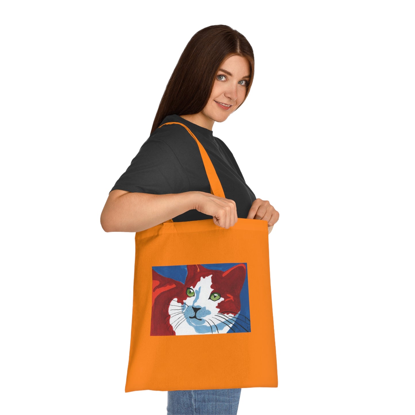 Artistic Cat Cotton Tote Bag - Eco-Friendly Shopper