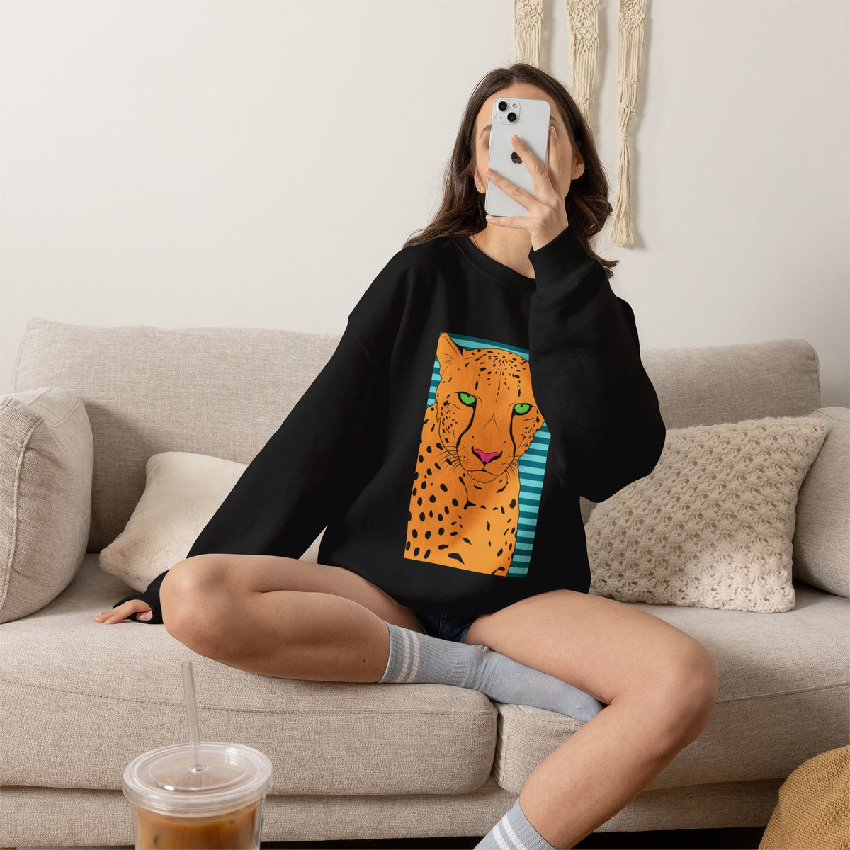 Bright leopard Unisex Heavy Blend™ Crewneck Sweatshirt