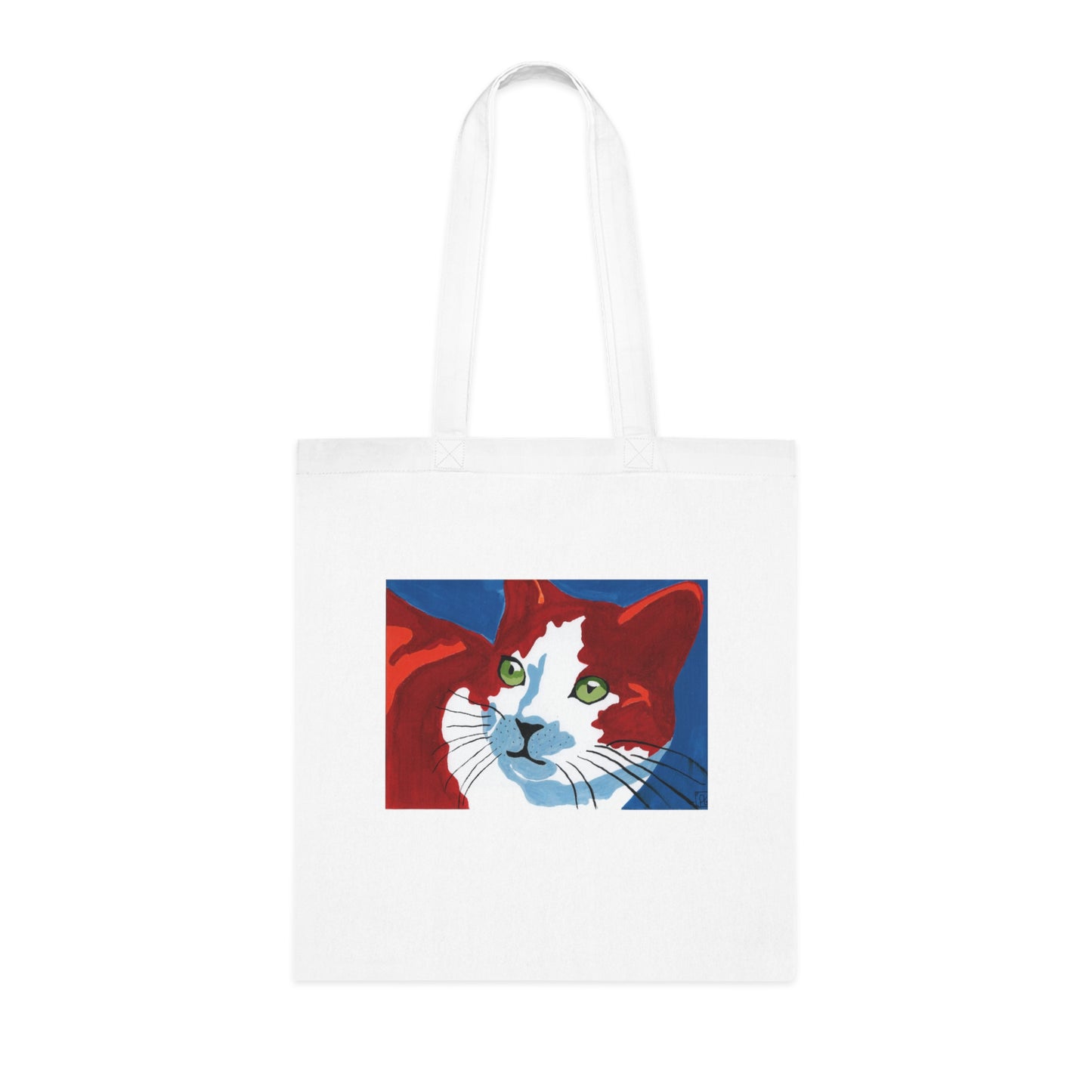 Artistic Cat Cotton Tote Bag - Eco-Friendly Shopper