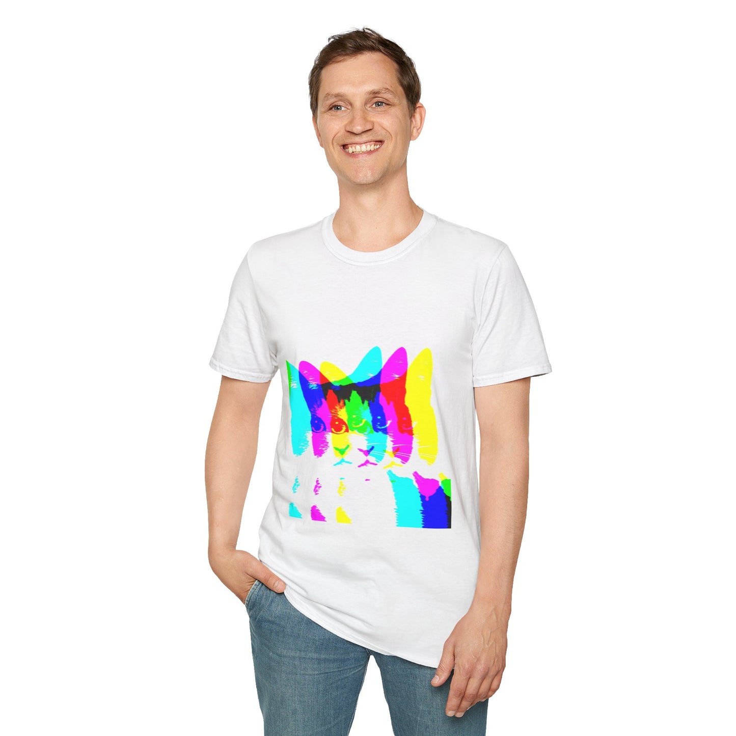 Neon Cat Unisex Softstyle T-Shirt